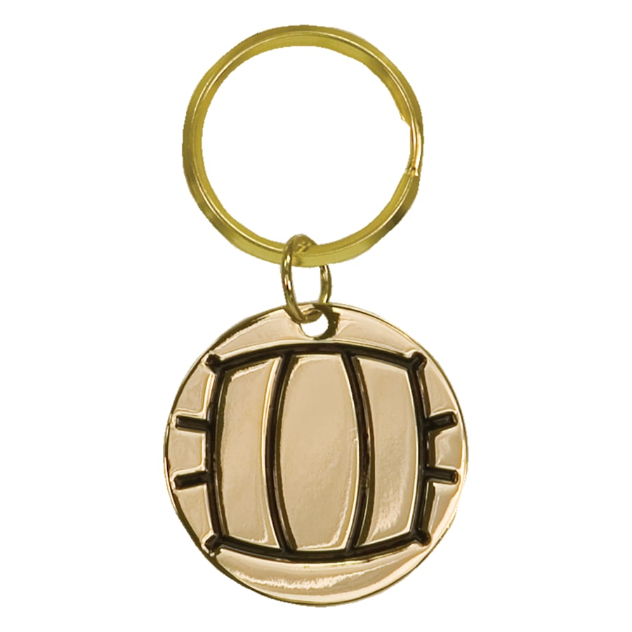 1 1/2" Gold Volleyball Brass Keychain