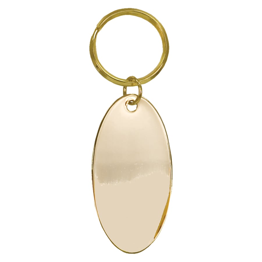 1 1/4" x 2 1/4" Gold Oval Brass Plated Keychain