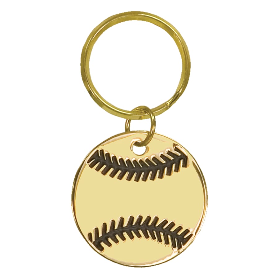 1 1/2" Gold Baseball/Softball Brass Keychain