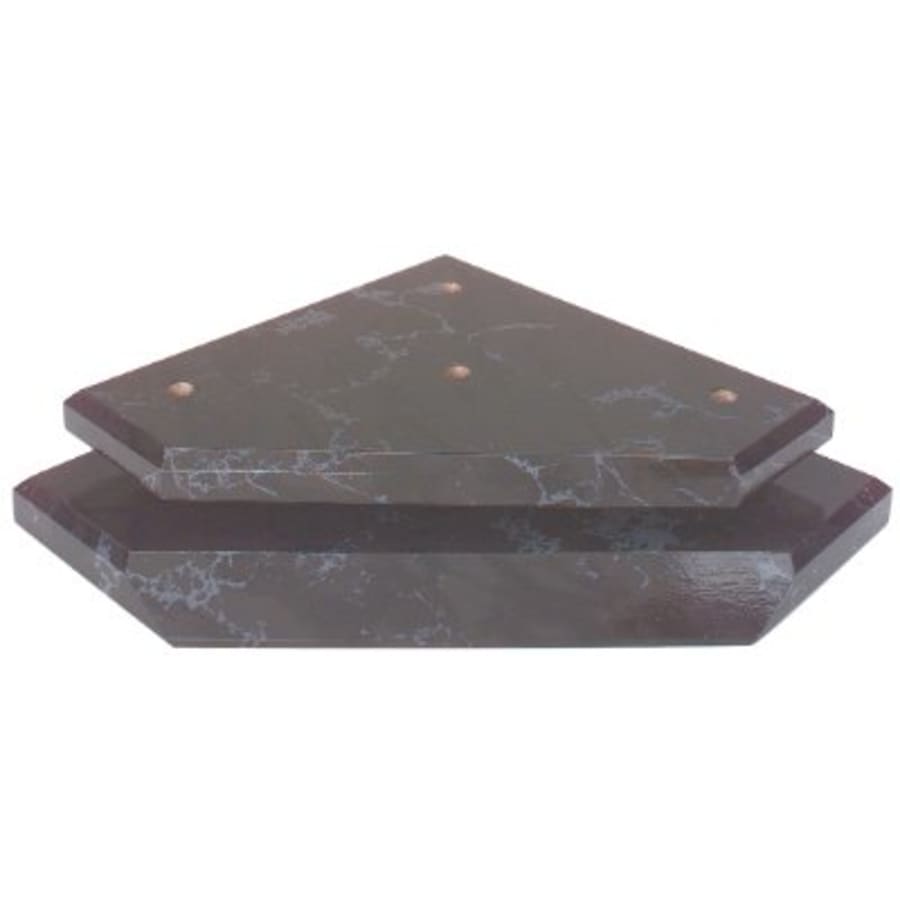 8 1/4" x 8 1/4" x 3/4" Black Marble Finish Slant Front 3-Post Set