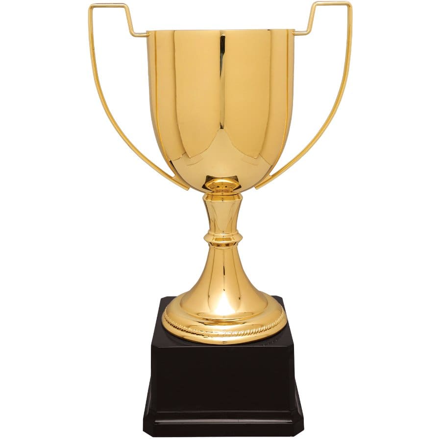 13" Gold Completed Zinc Cup Trophy on Plastic Base