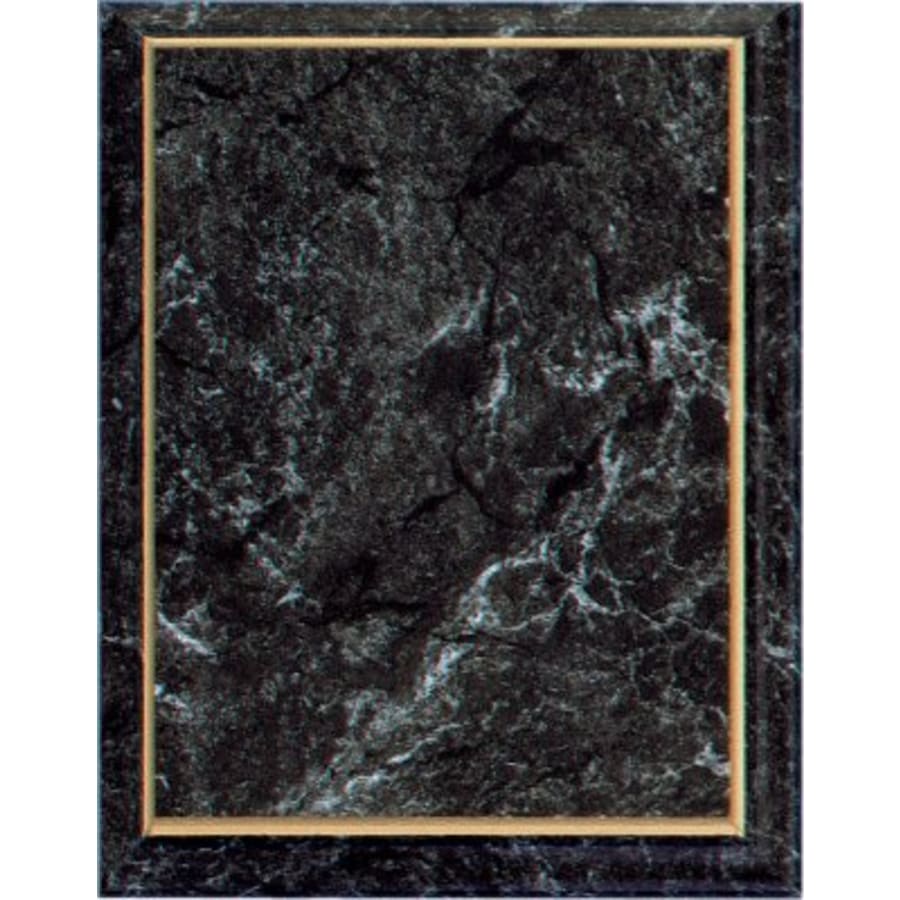 10 1/2" x 13" Improved Black Marble Finish Plaque with Gold Cove Edge