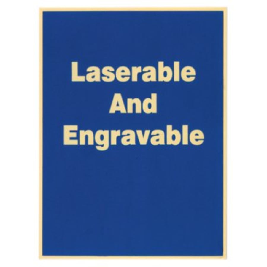 3" x 5" Blue/Gold Brass Plated Steel Plaque Plate