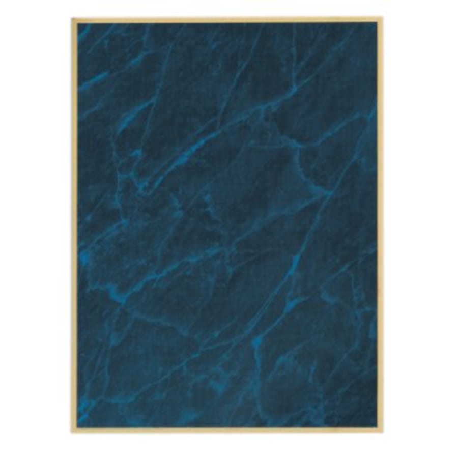 6" x 8" Blue Marble/Gold Brass Plated Steel Plaque Plate