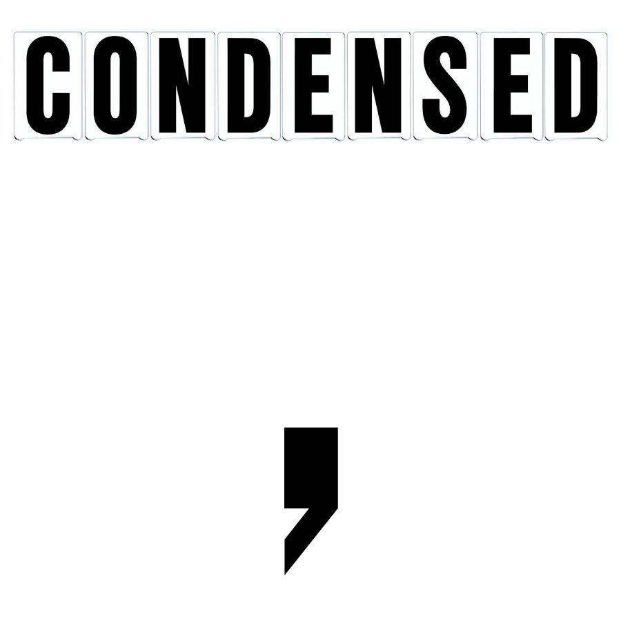 8"(H) Black Condensed Font Comma Gemini Pronto Changeable Copy
