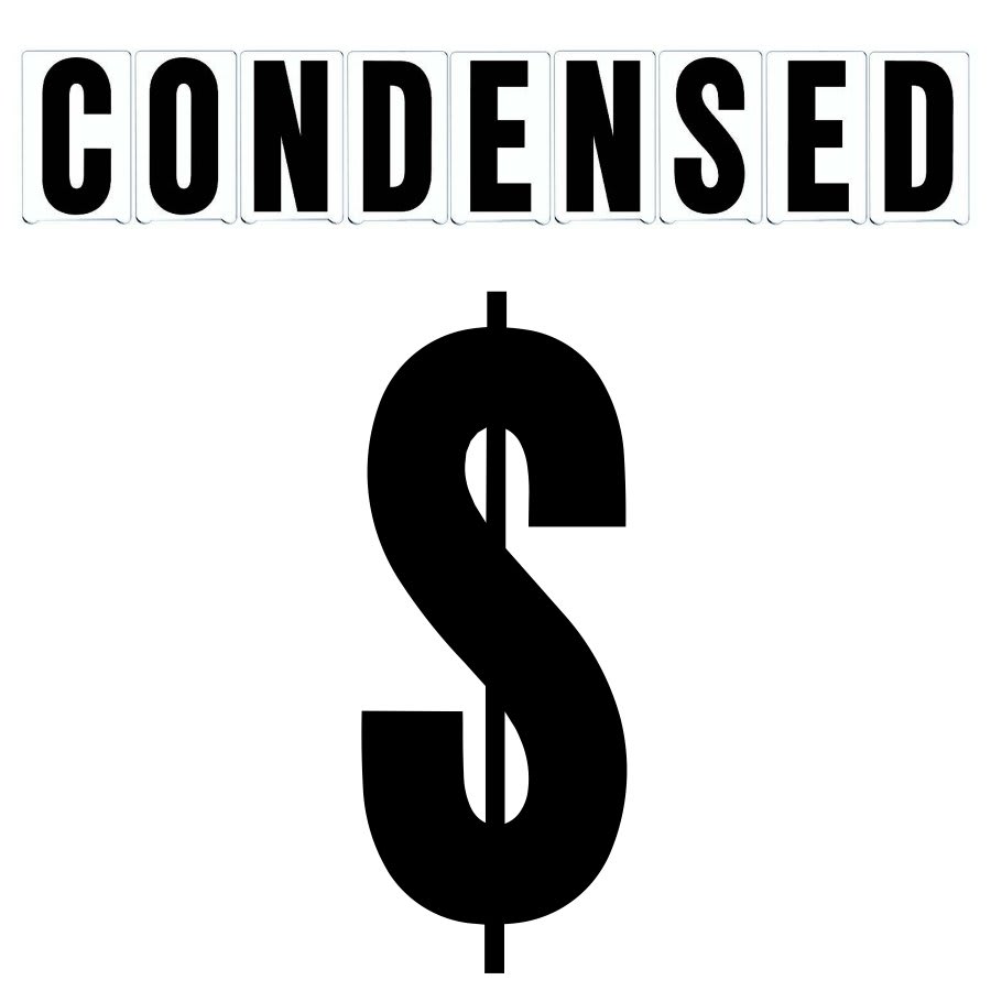 8"(H) Black Condensed Font Dollar Sign Gemini Pronto Changeable Copy