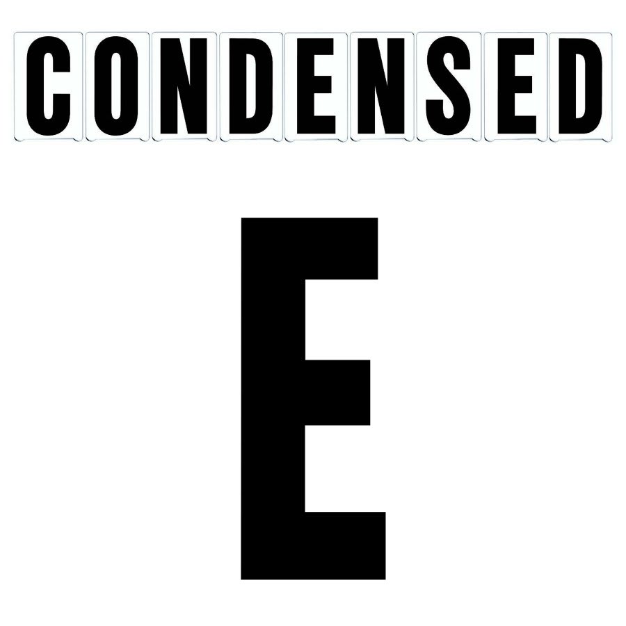 8"(H) Black Condensed Font Letter E Gemini Pronto Changeable Copy