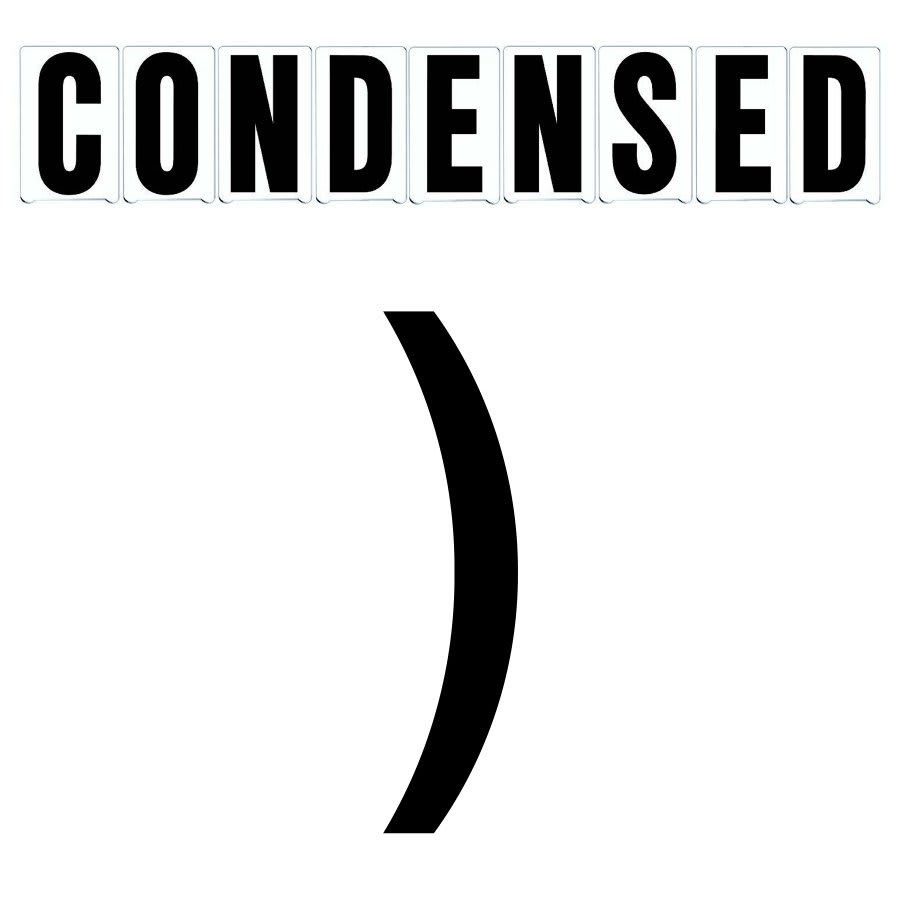 8"(H) Black Condensed Font Right Parenthesis Gemini Pronto Changeable Copy