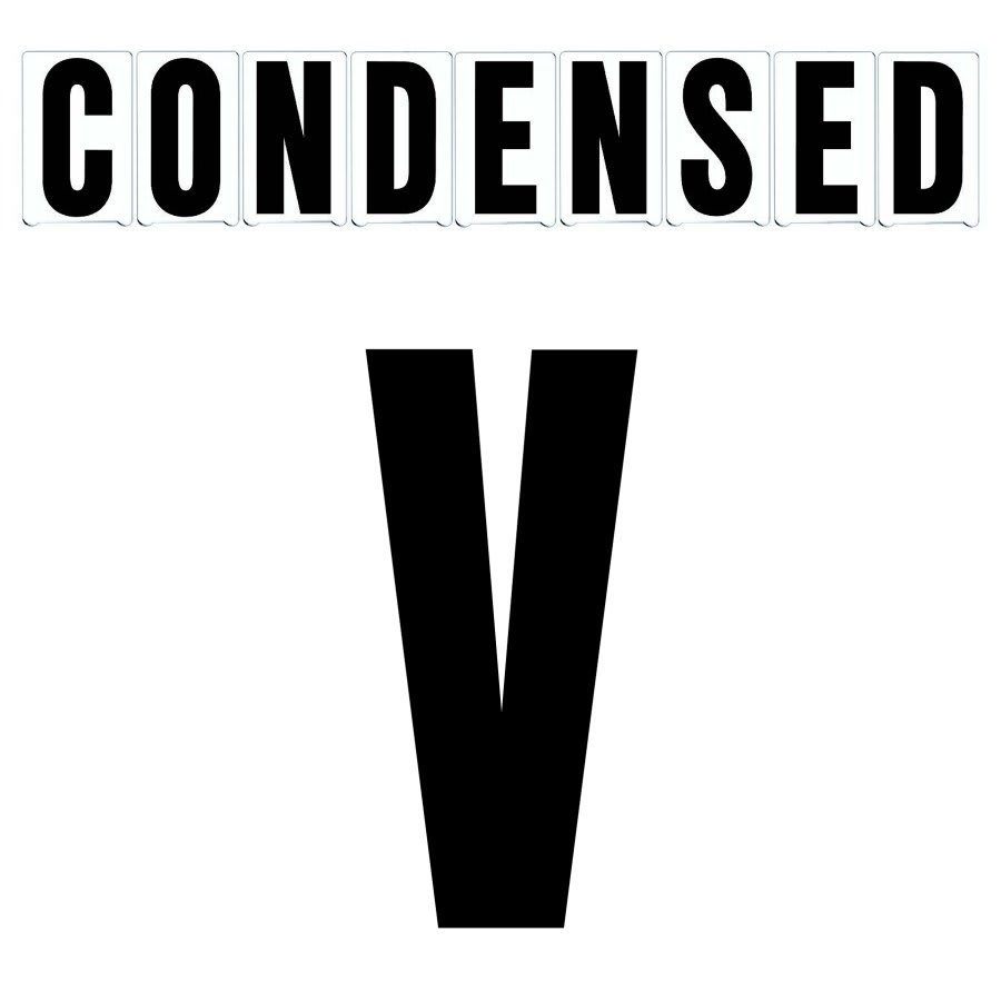 8"(H) Black Condensed Font Letter V Gemini Pronto Changeable Copy