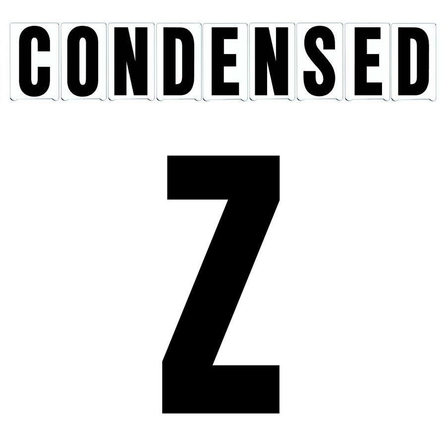 8"(H) Black Condensed Font Letter Z Gemini Pronto Changeable Copy