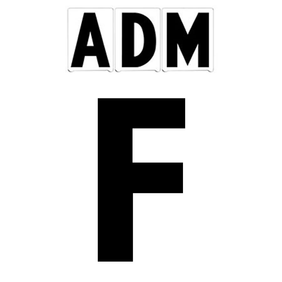 10"(H) Black ADM Font Letter F Gemini Pronto Changeable Copy