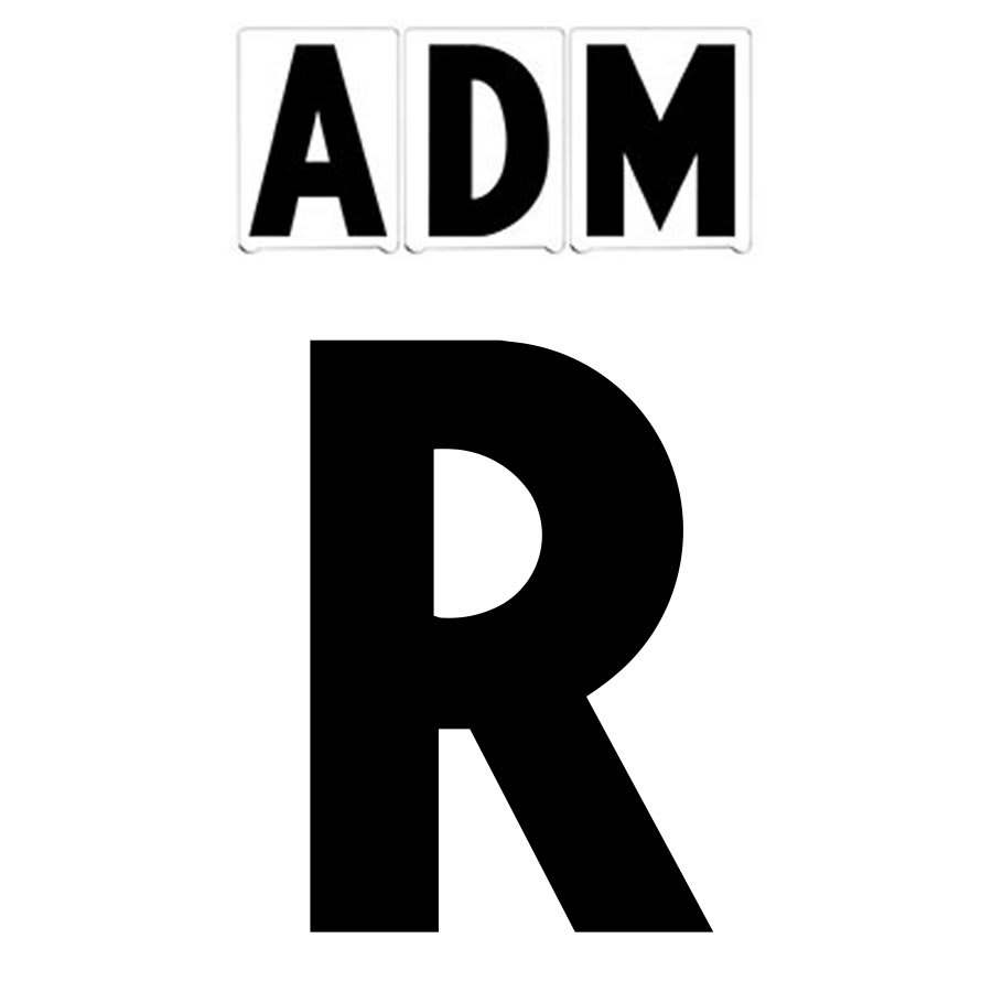 10"(H) Black ADM Font Letter R Gemini Pronto Changeable Copy