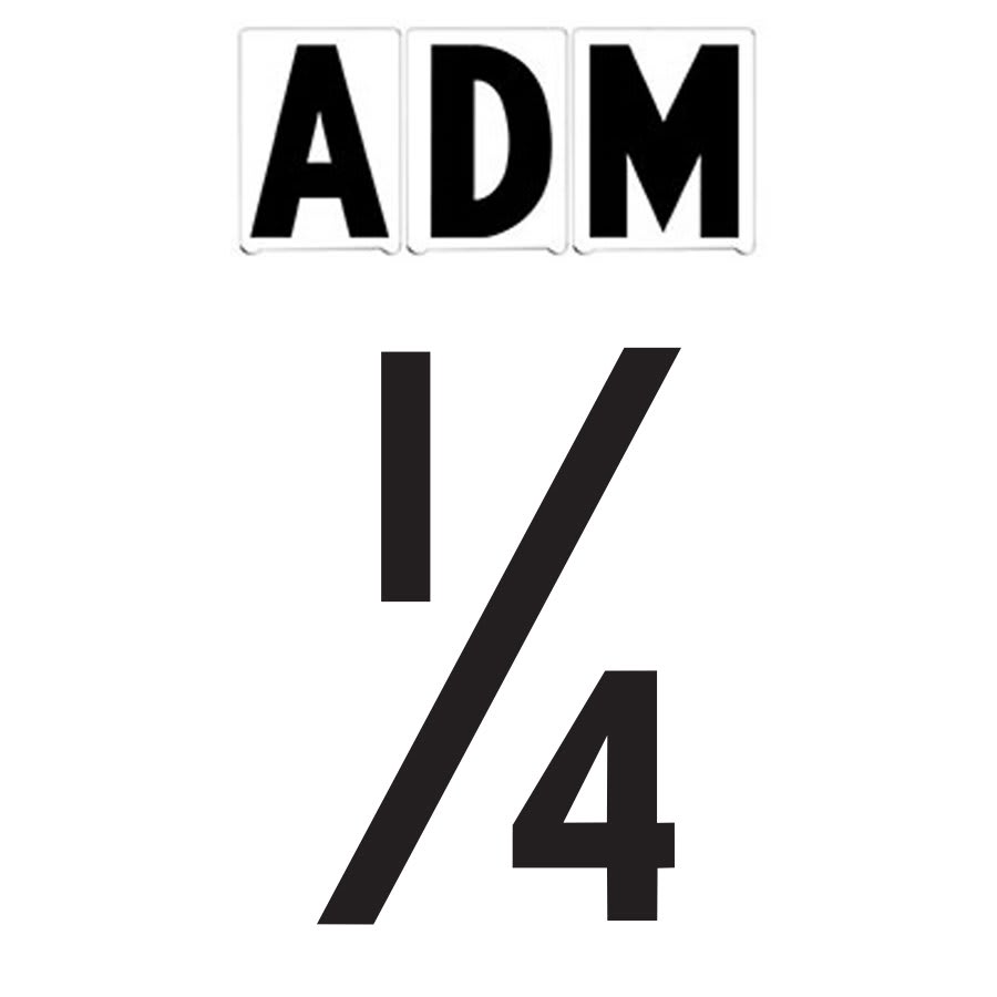 8" on 9"(H) Black ADM Font 1/4 Mark Gemini Pronto Changeable Copy