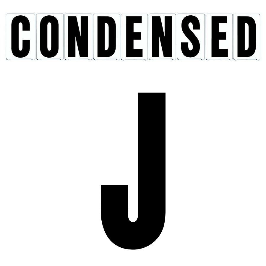 8" on 9"(H) Black Condensed Font Letter J Gemini Pronto Changeable Copy
