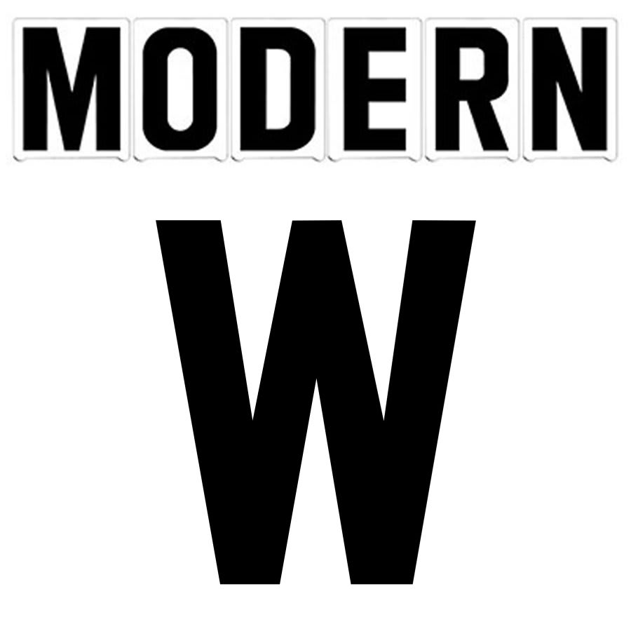 8" on 9"(H) Black Modern Font Letter W Gemini Pronto Changeable Copy