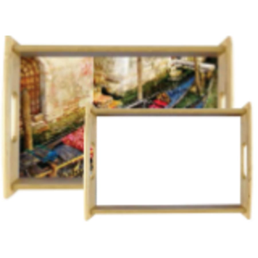 13.875" x 8.875" Unisub Natural Serving Tray with Sublimatable Insert