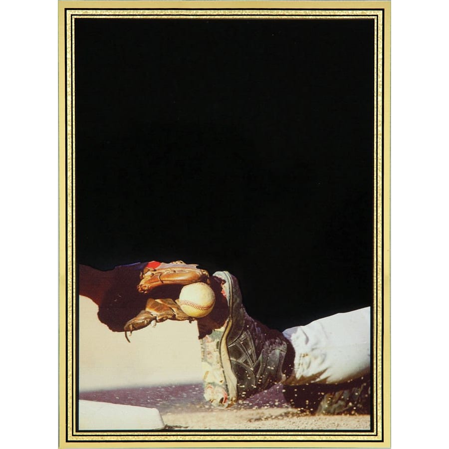 5 7/8" x 7 7/8" Baseball Brass Plated Steel Hi-Def Plaque Plate