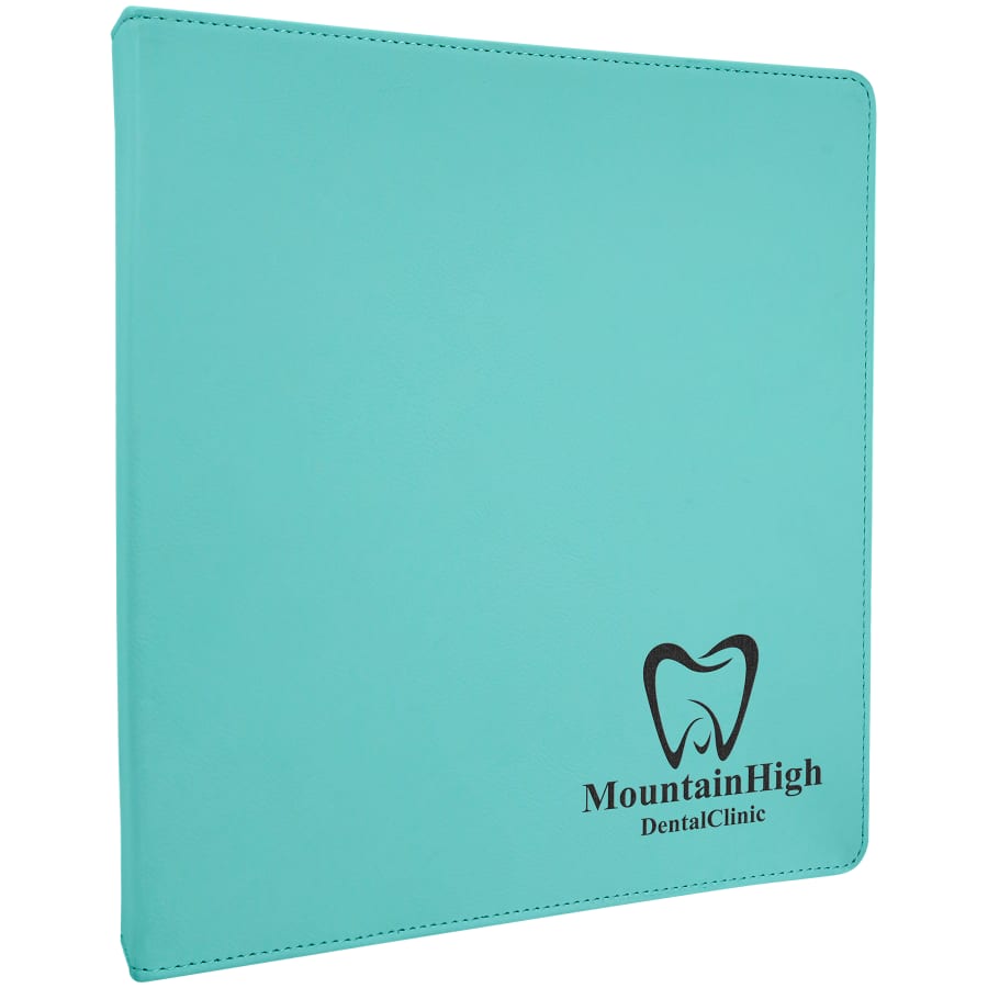 10 1/2" x 11 1/2" Teal Laserable Leatherette 3 Ring Binder with 1" Slant D Rings
