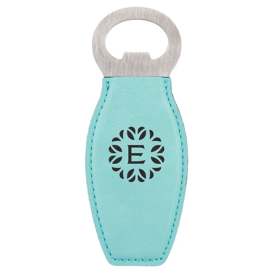 Teal Laserable Leatherette Bottle Opener with Magnet