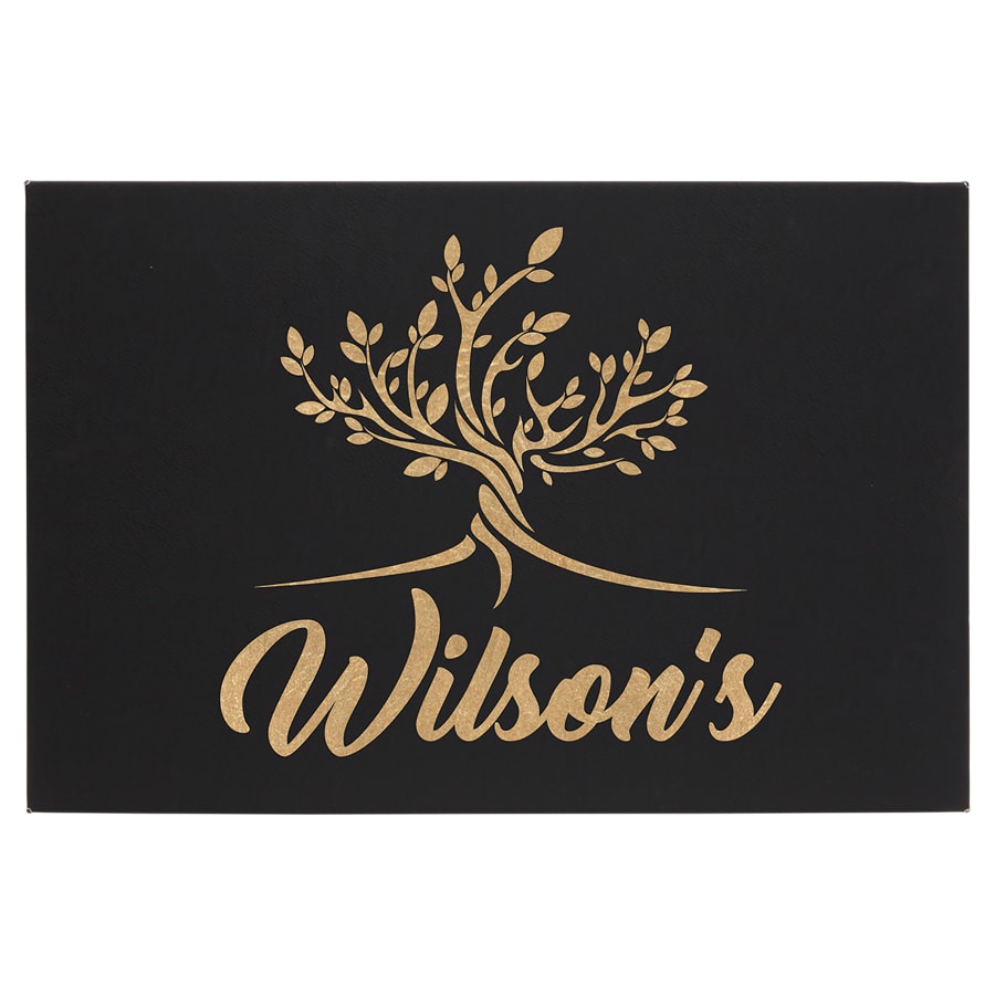 12" x 18" Black/Gold Laserable Leatherette Wall Decor with Sawtooth Hanger