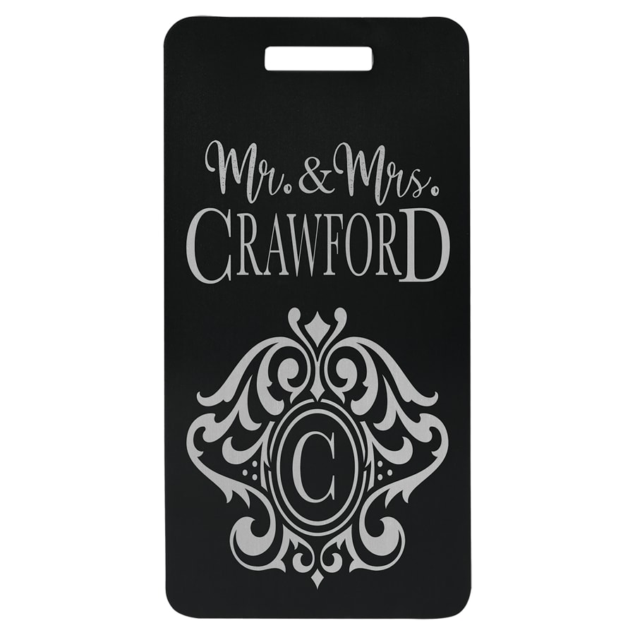 3 7/8" x 2" Black Anodized Aluminum Luggage Tag