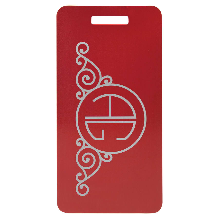 3 7/8" x 2" Red Anodized Aluminum Luggage Tag