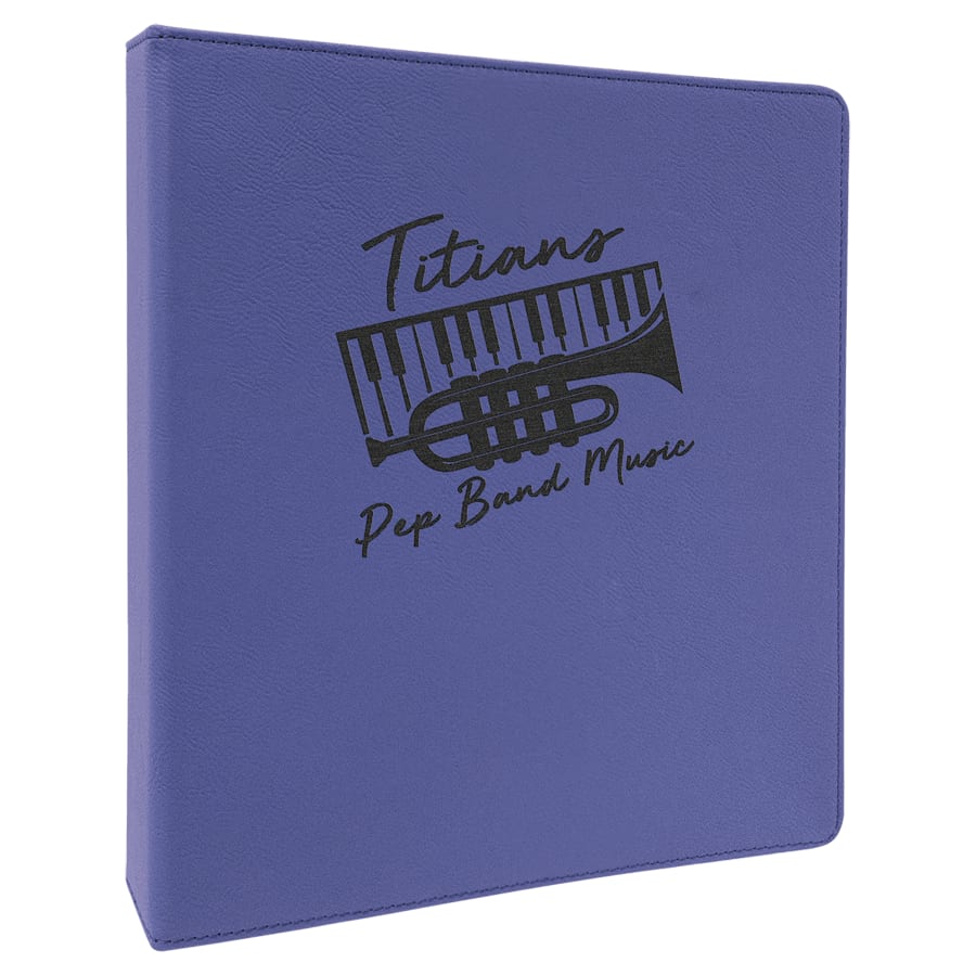 10 1/2" x 11 1/2" Purple/Black Laserable Leatherette 3 Ring Binder with 1" Slant D Rings