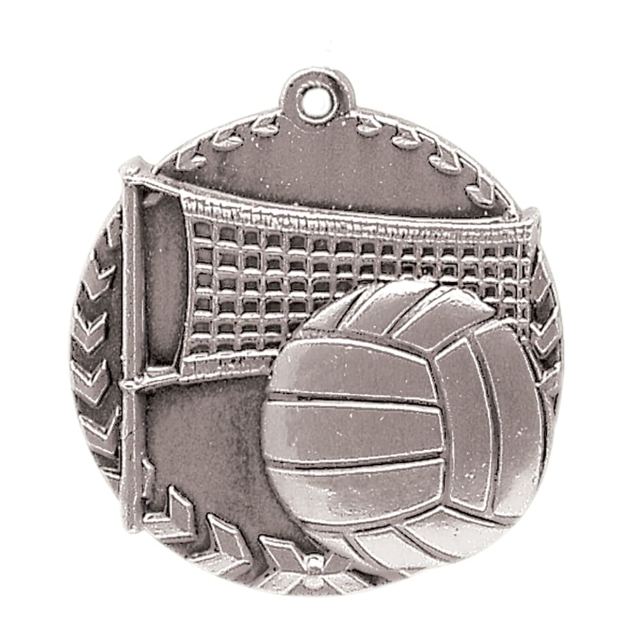 1 3/4" Antique Silver Volleyball Millennium Medal