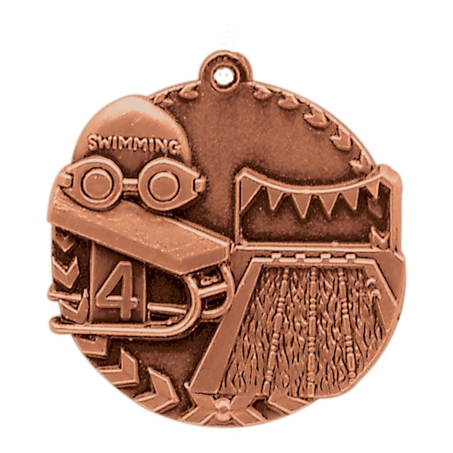 1 3/4" Antique Bronze Swimming Millennium Medal