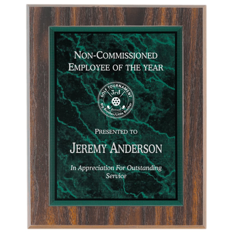 5" x 7" Green Marble Acrylic Plaque Plate