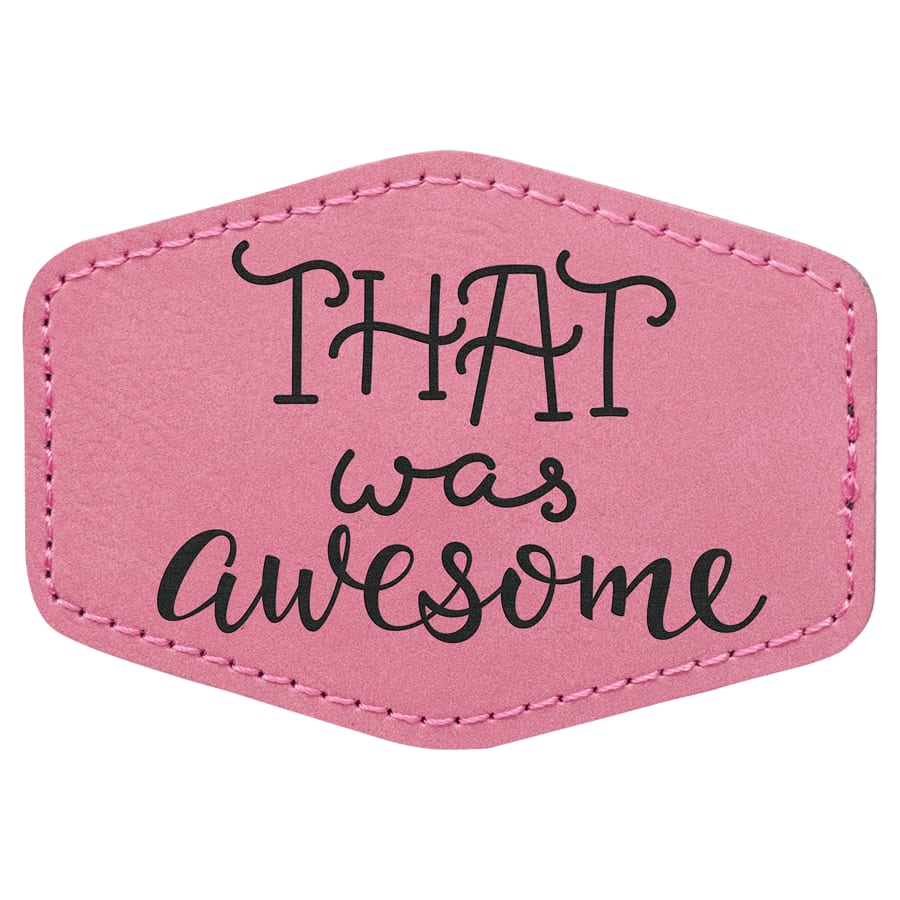 3 1/2" x 2 1/2" Pink Laserable Leatherette Hex Patch with Kota Pro Adhesive