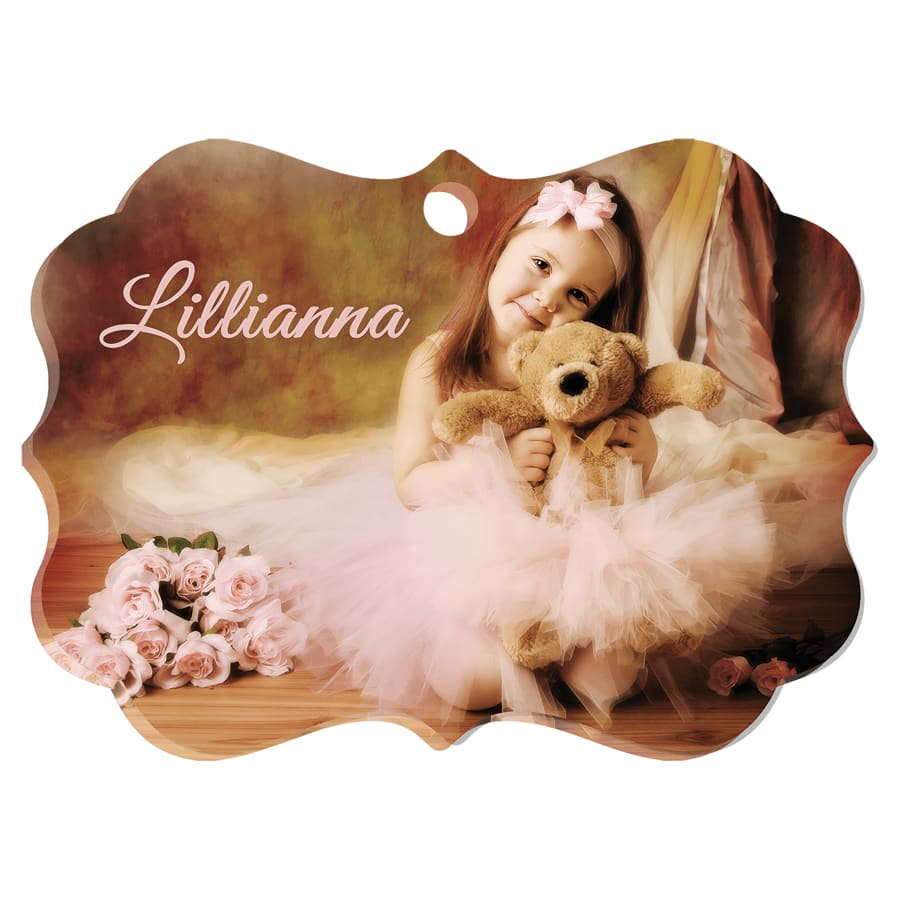 3.95" x 2.85" White Benelux Acrylic Ornament, 1-Sided (Ribbon/Hanger Not Included)