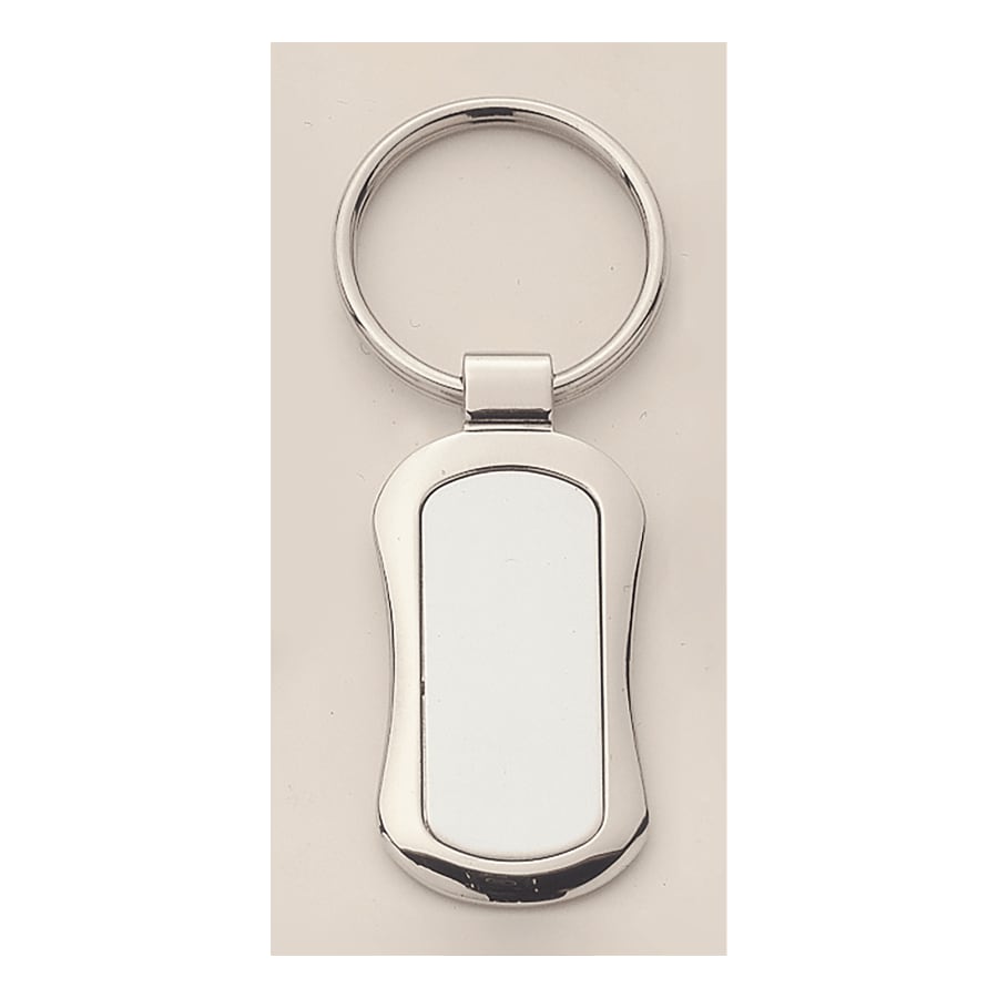 1" x 3 1/4" Polished Silver Key Ring with Matte Silver Laserable Anodized Aluminum Insert