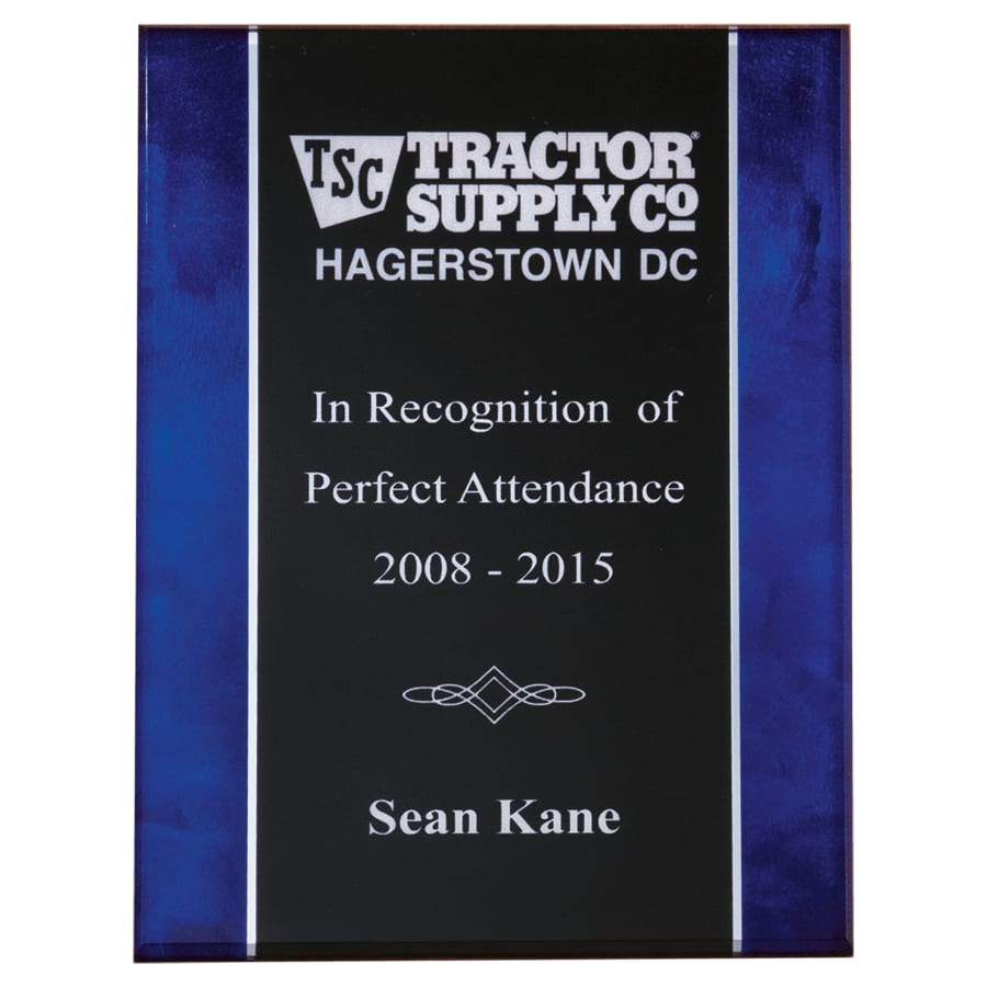 6" x 8" Acrylic Plaque Plate with Blue Border and Black Center