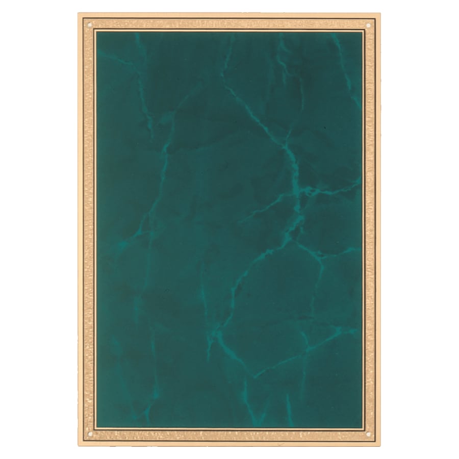 5 1/4" x 7 1/4" Brass Plated Steel Emerald Marble Plate with Gold Border
