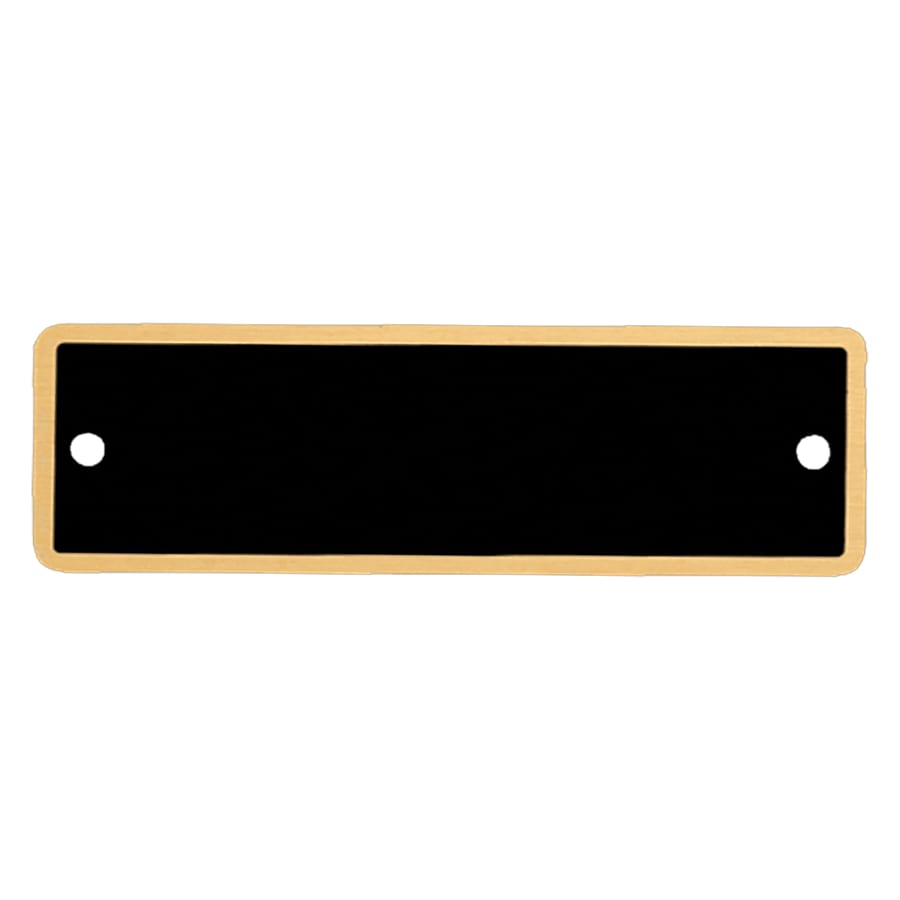 1" x 3 1/4" Black Round Corner Plate with Gold Border and Two Holes