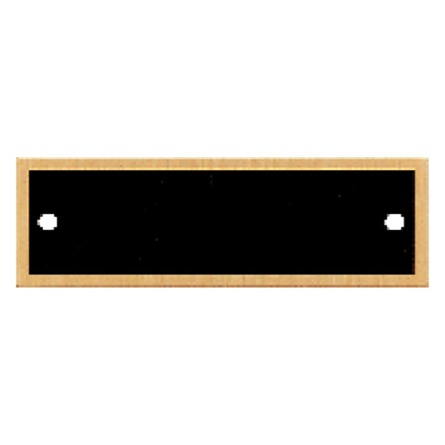 7/8" x 2 3/4" Black Laserable Brass Plate with Gold Border and Two Holes