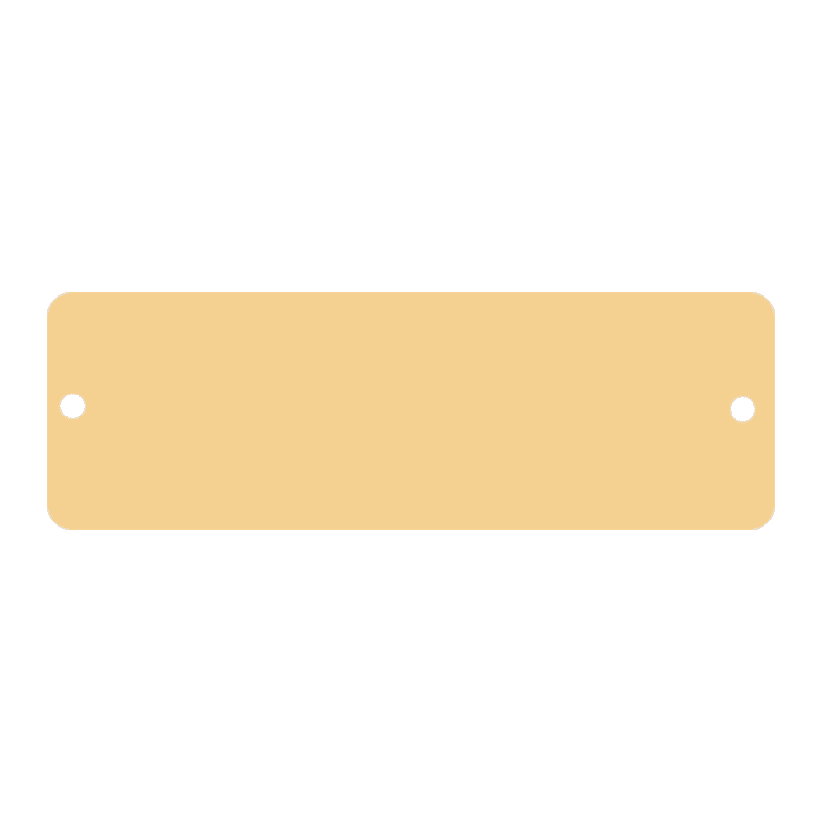 1" x 3" Brushed Gold Brass Plate with Rounded Corners and Two Holes