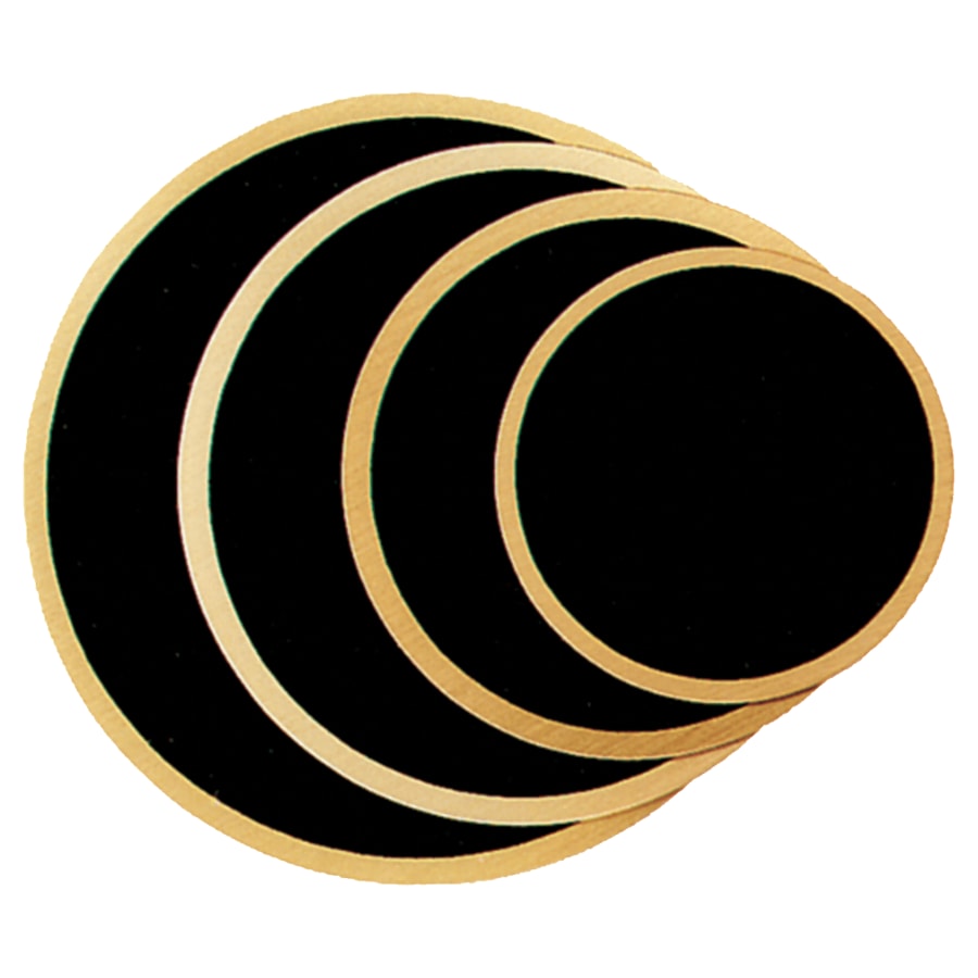 2" Round Black Laserable Brass Plate with Gold Border