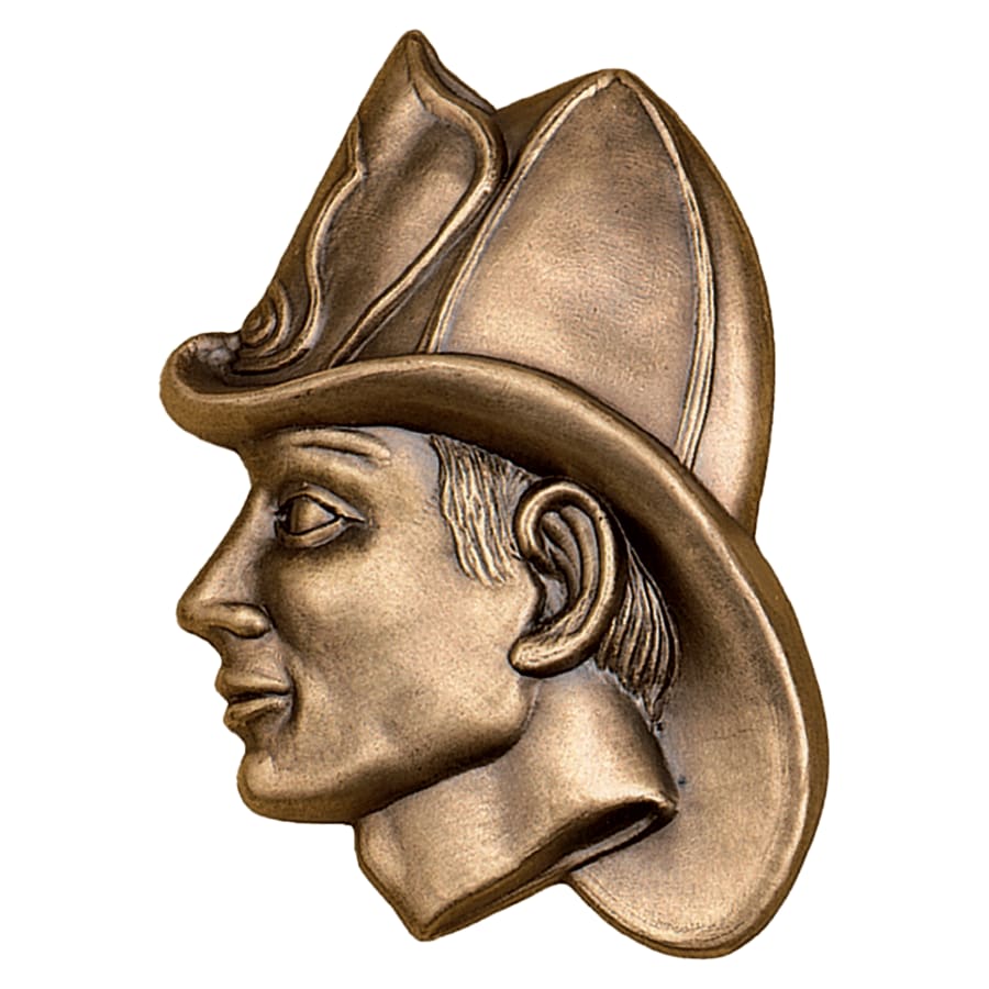 3" x 3 1/2" Antique Bronze Fireman with Helmet Relief Casting
