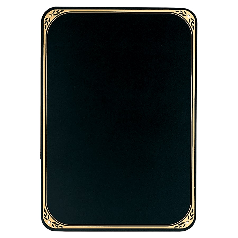 8 1/2" x 11" Black Brass Plate with Rounded Corners, Gold Border and Four Holes
