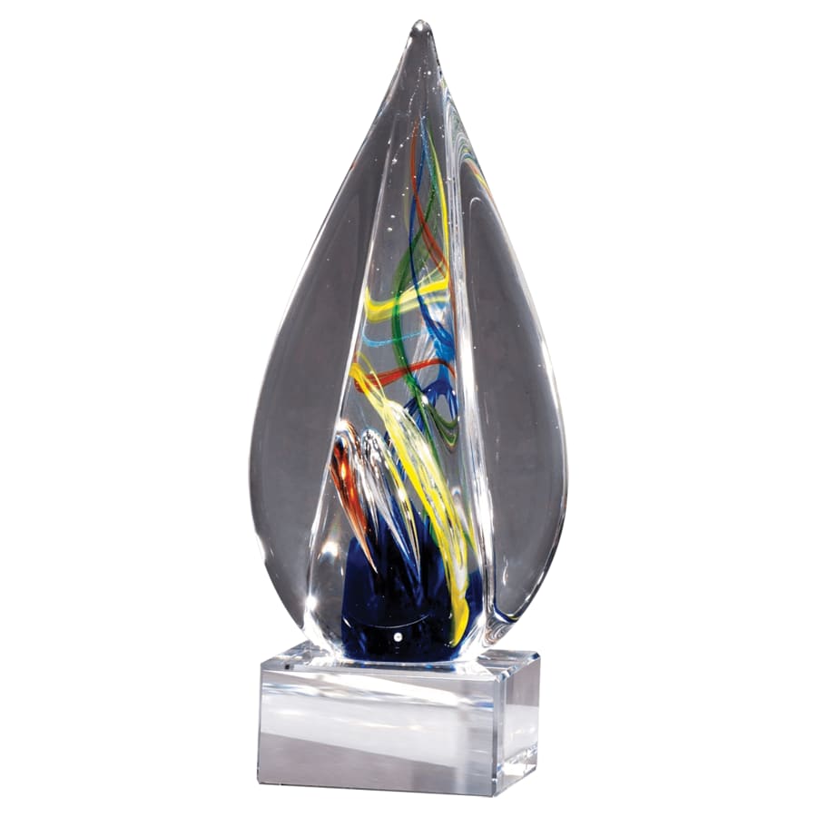 7 1/8" Flame Art Glass on Clear Glass Base-No Plate