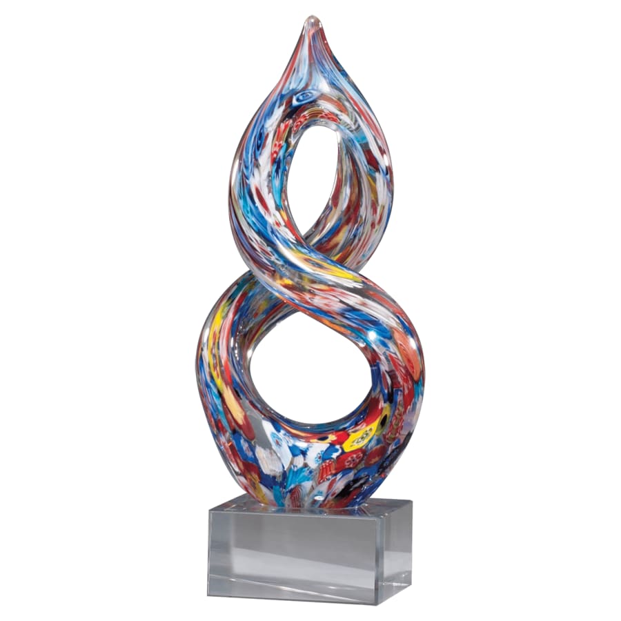 10" Helix Multi-Color Art Glass on Clear Glass Base-No Plate