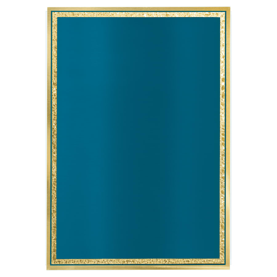 5" x 7" Royal Blue/Gold Brass Plated Steel Florentine Plaque Plate
