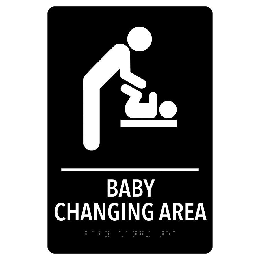 Baby Changing Area Pre-Designed ADA Sign, Black/White, 6" x 9"