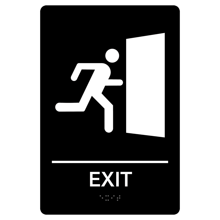Exit Pre-Designed ADA Sign, Black/White, 6" x 9"