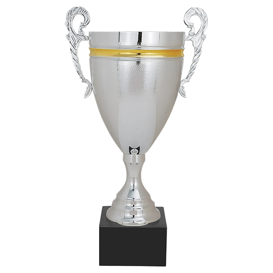 16 3/4" Silver/Gold Completed Metal Cup with Black Marble Base