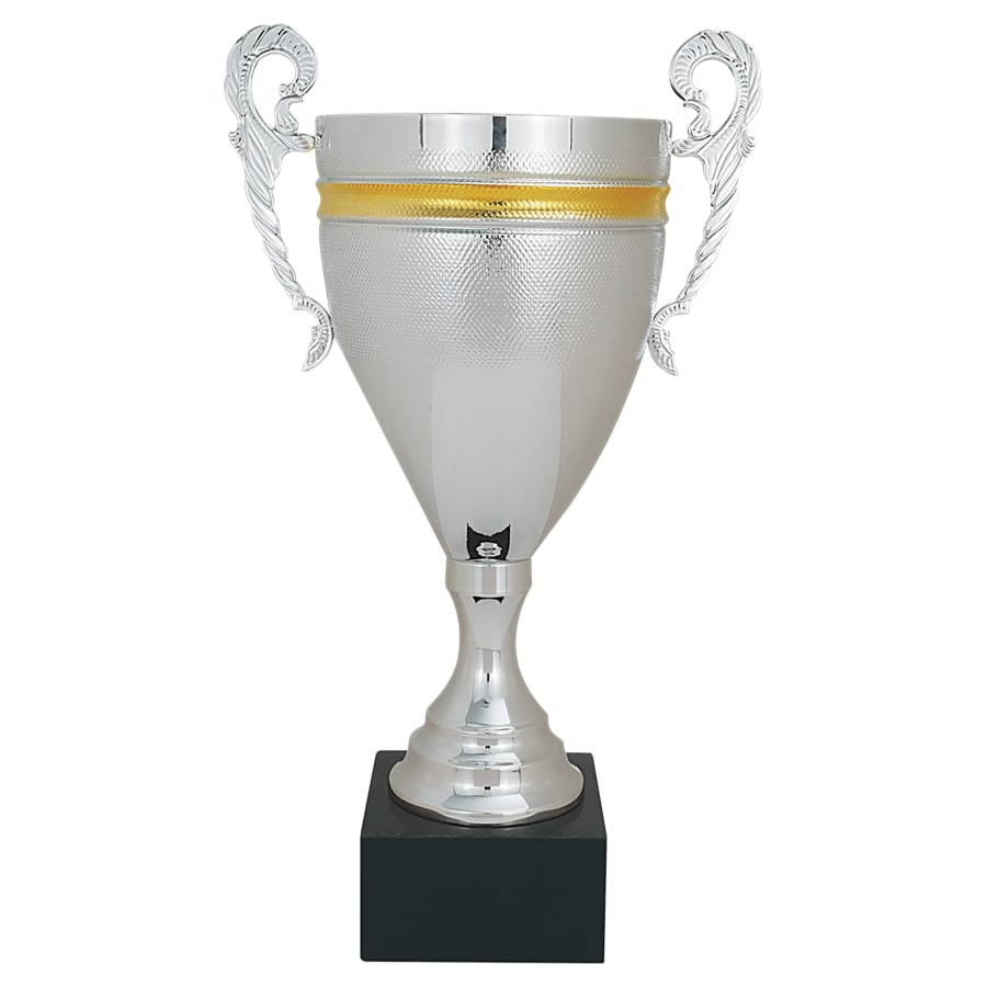 17 3/4" Silver/Gold Completed Metal Cup with Black Marble Base