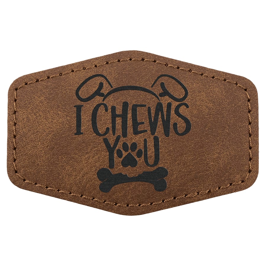 3" x 2" Dark Brown Premier Laserable Leatherette Hex Patch with Kota Pro Adhesive - Creekside Collection
