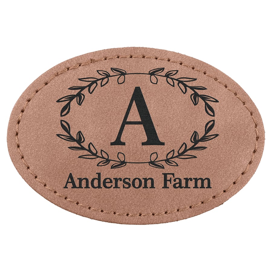 3" x 2" Blush Premier Laserable Leatherette Oval Patch with Kota Pro Adhesive - Creekside Collection